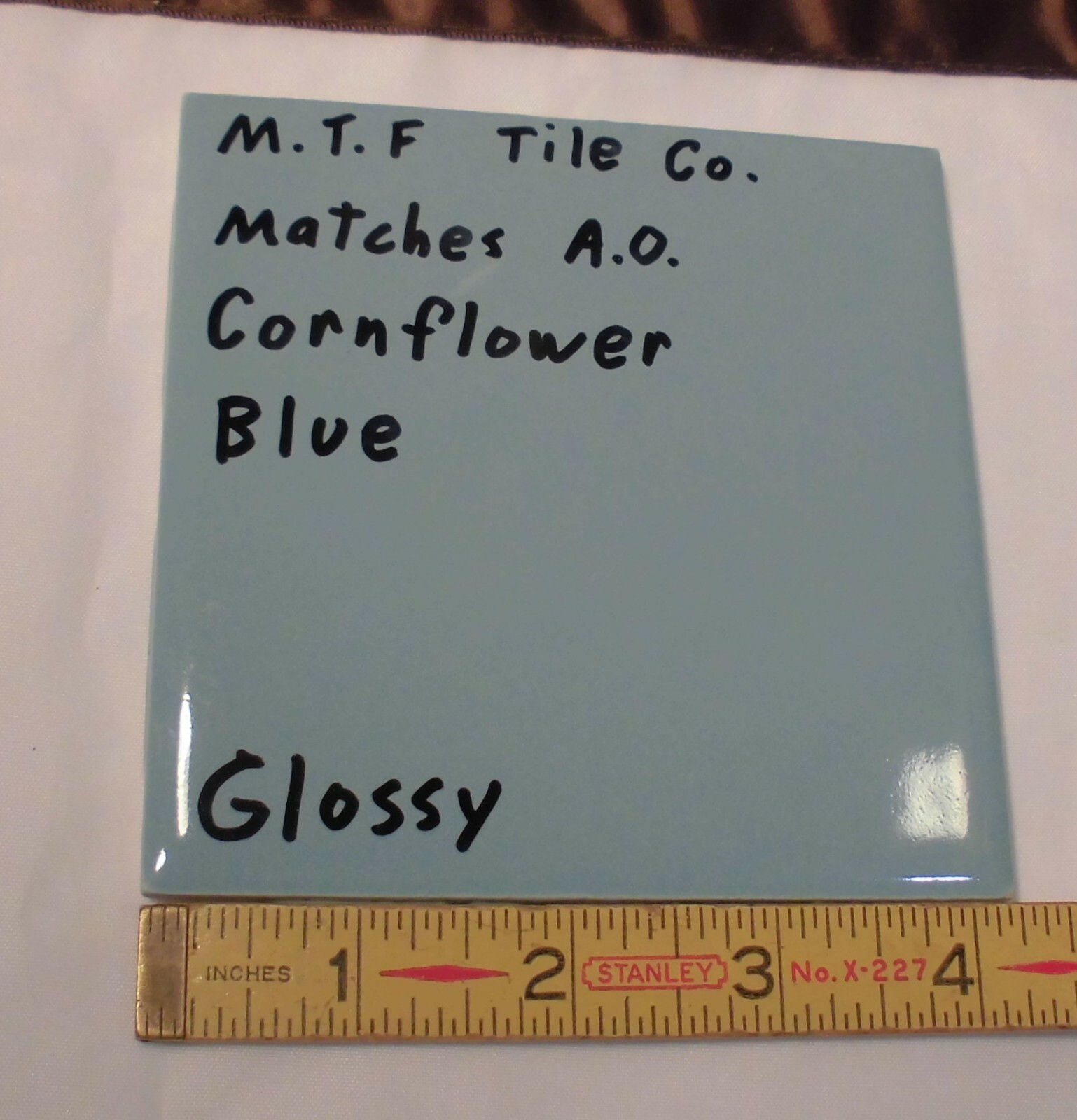 1 pc. VTG *Blue* 4-1/4″ Glossy Ceramic Tile by Monarch Co.; Match AO Cornflower