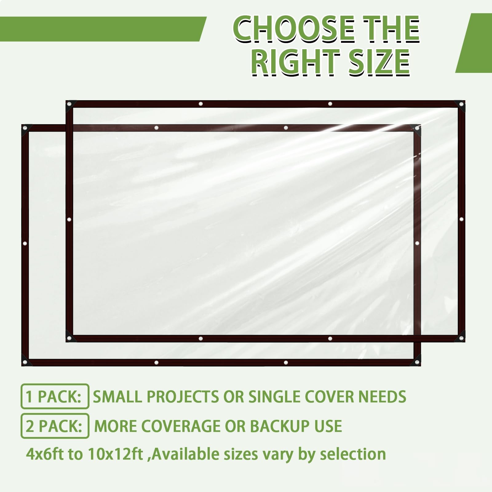 Cenhadam Clear Tarp with Grommets 4×6 ft,10 Mil ft-1P, Black Border