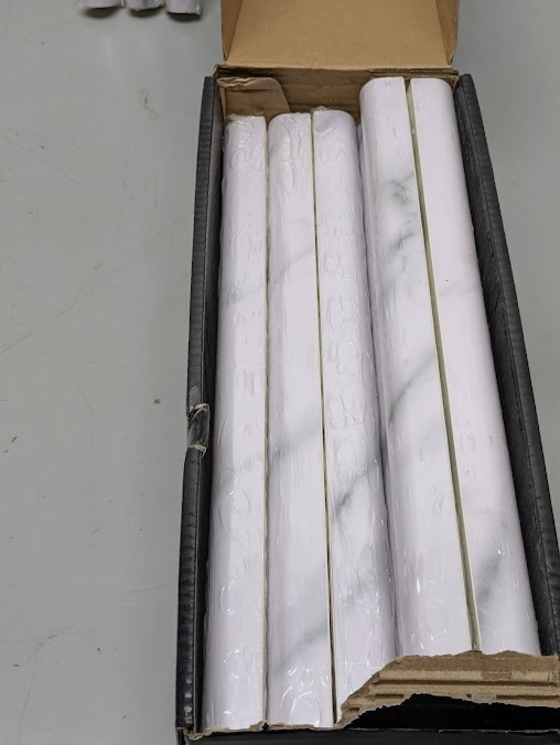 Greecian White Pencil Molding 0.75 in. x 1 in. Polished Resin Wall Tile-20/case