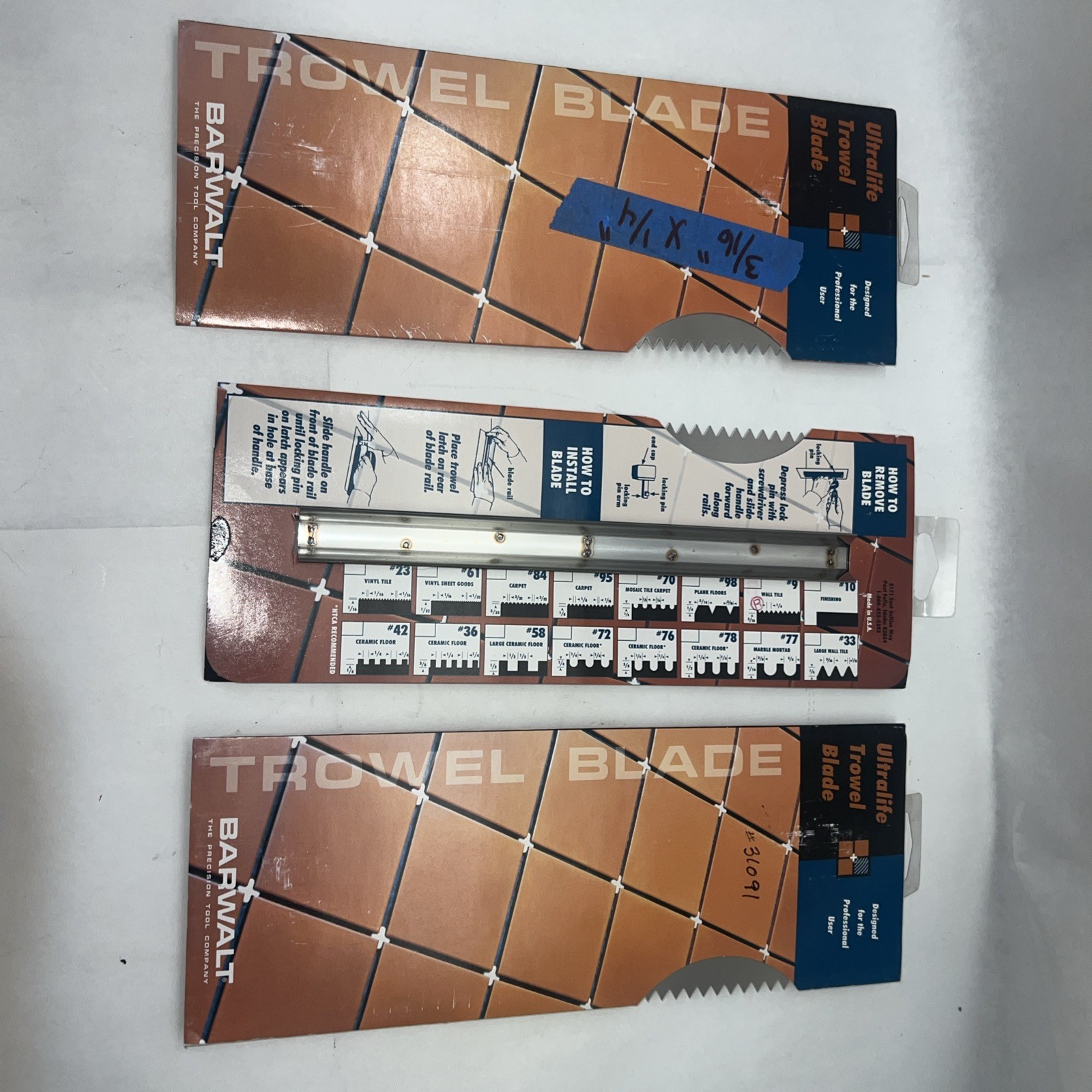 Barwalt 31091 Tile and Wood Flooring Trowel Blade #09 Lot of 3