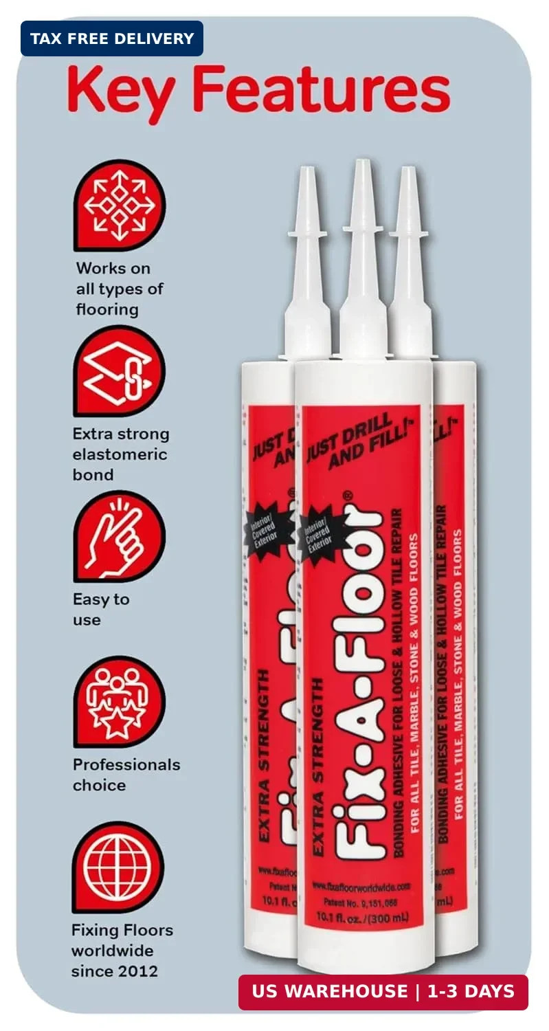 The Original Fix-A-Floor Loose Tile Repair Adhesive – Tile, Porcelain, Ceramic,