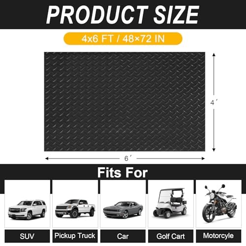 4x6FT Garage Floor Mat, 2.8mm Thickened Flooring Roll for Under 4*6FT Black