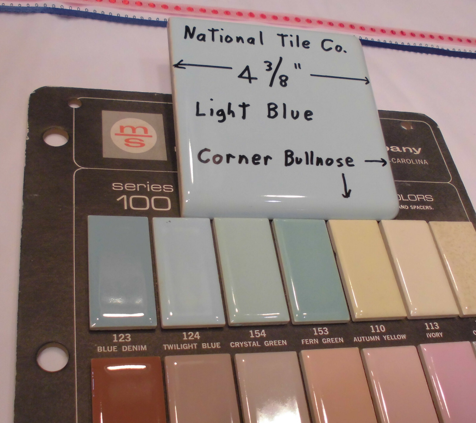 1 pc. *Twilight Blue* Ceramic Glossy Corner Bullnose 4-3/8″ National Tile Co.