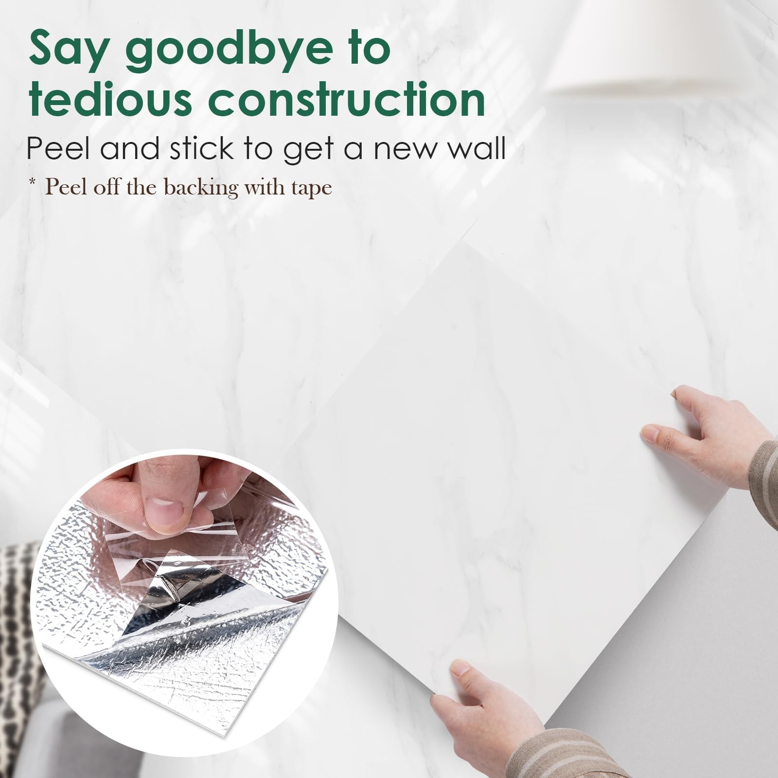20 Sheets White Peel Stick Backsplash Tiles 12×12 Inch PVC Adhesive Wall Panel