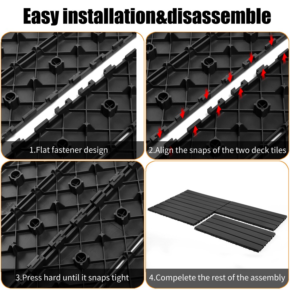 24 Pcs Dark Gray PP Interlocking Deck Tiles DIY Easy Install Indoor Outdoor