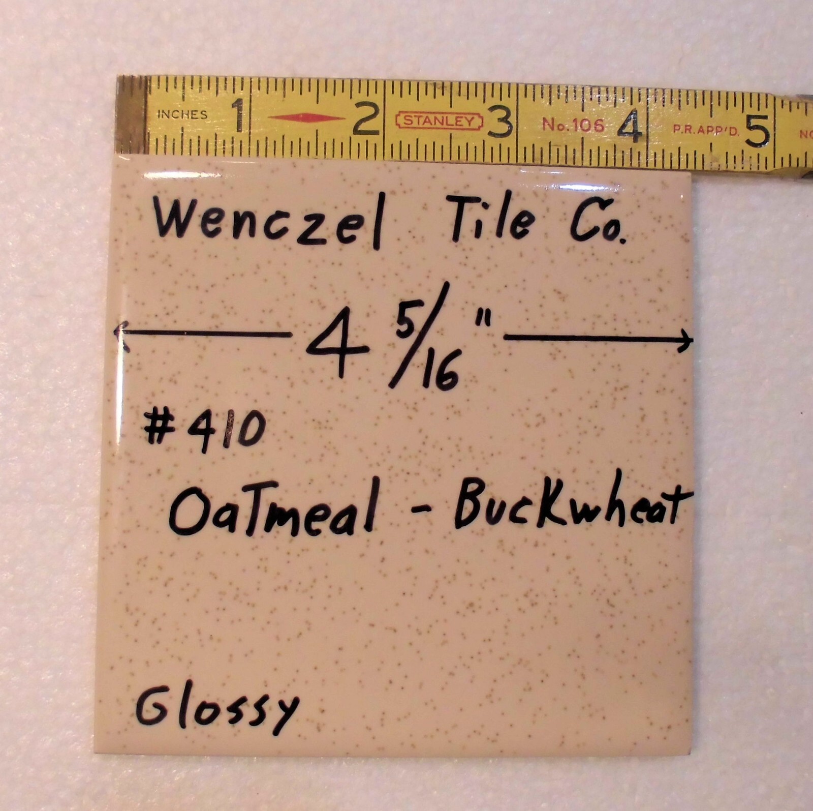 1 pc. Oatmeal – Buckwheat: Glossy Ceramic Tile by Wenczel Tile Co. 4-5/16″