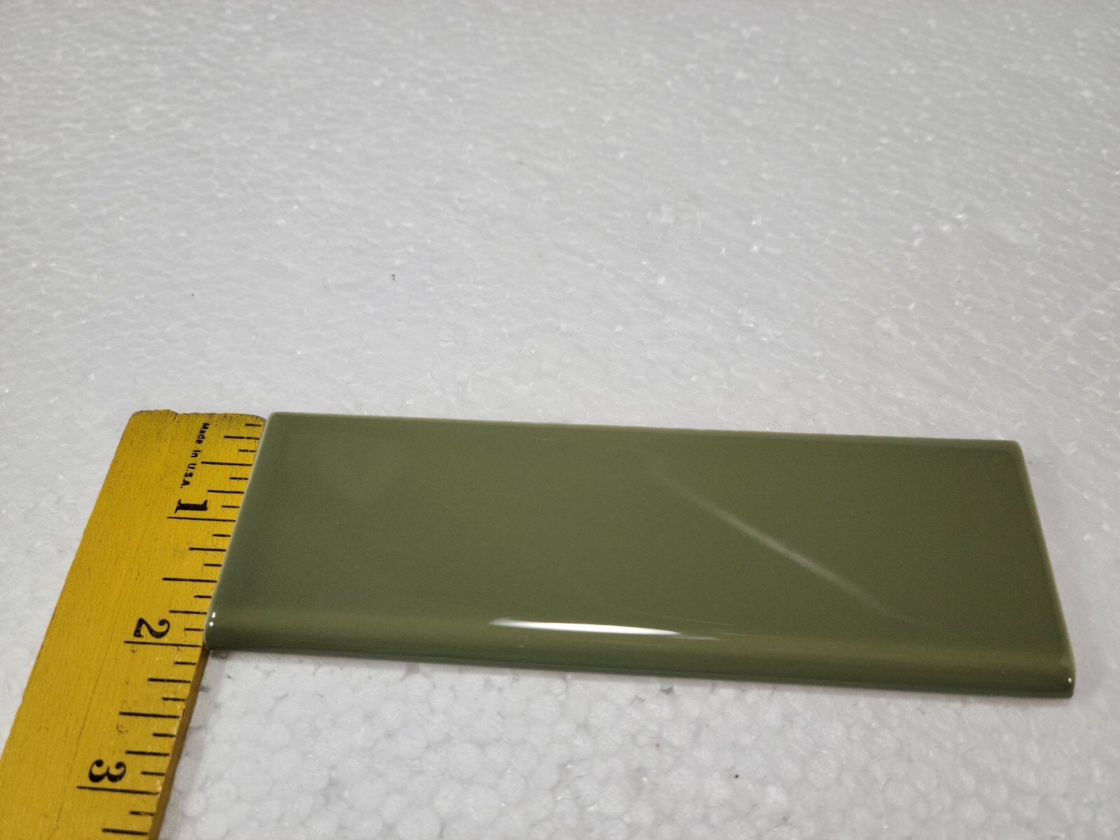 Avocado Green Ceramic Tile Bullnose Subway Backsplash Trim Mid Century Modern