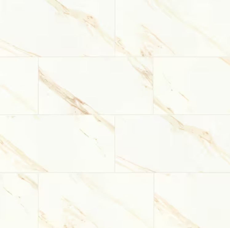 Yosemite White Tile Package of 4 16 x 32 in Polished Marble Look for Floor Wall