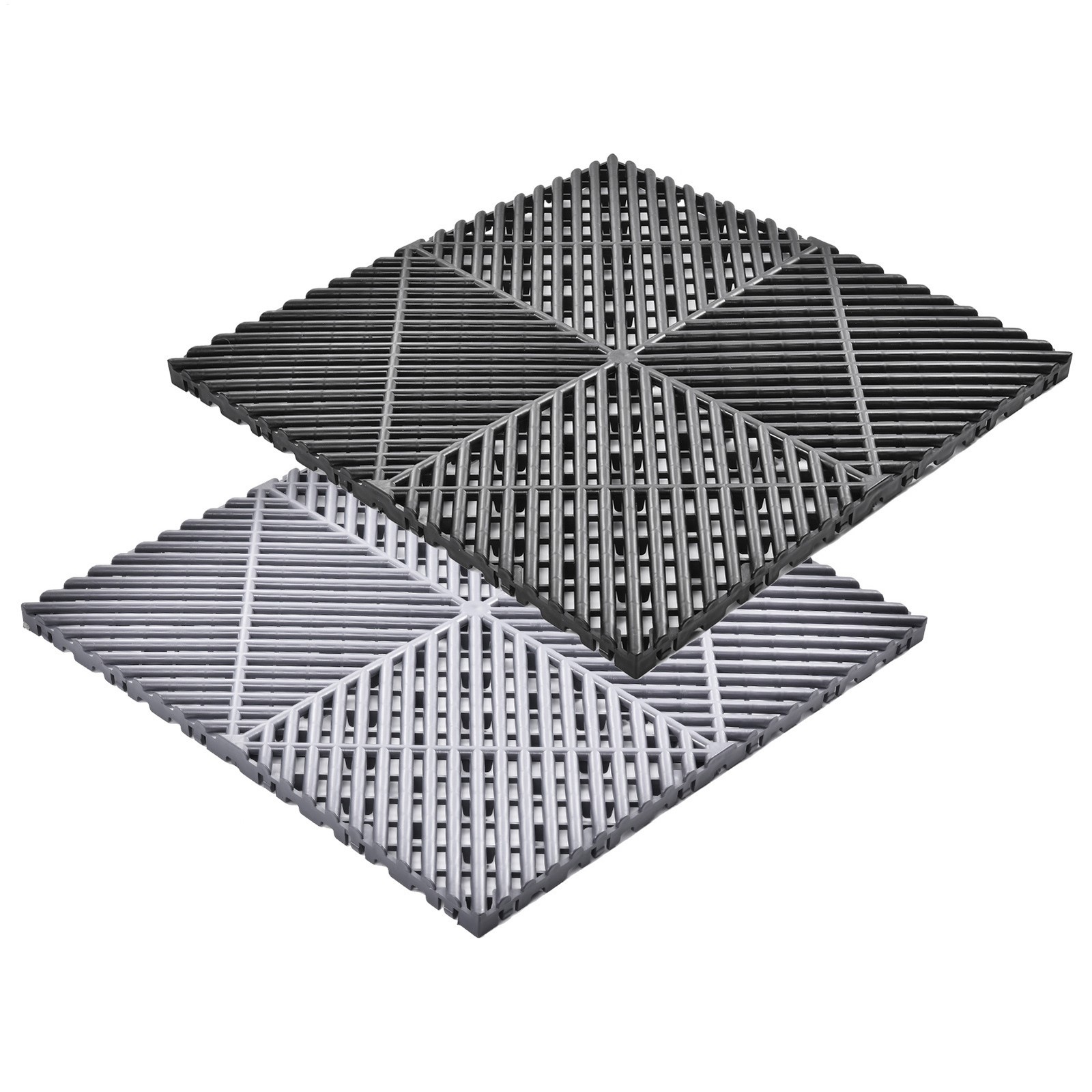 40 Packs Interlocking Garage Floor Tiles Vented Water Drainage 15.75×15.75”