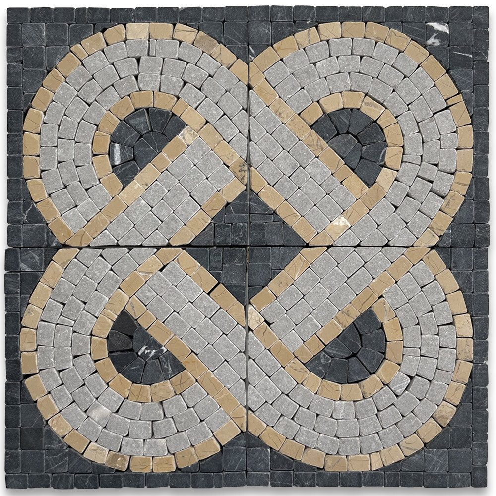 B4668CT Marble Mosaic Border Deco Accent Insert Tile Wave Nero 4×4 Tumbled