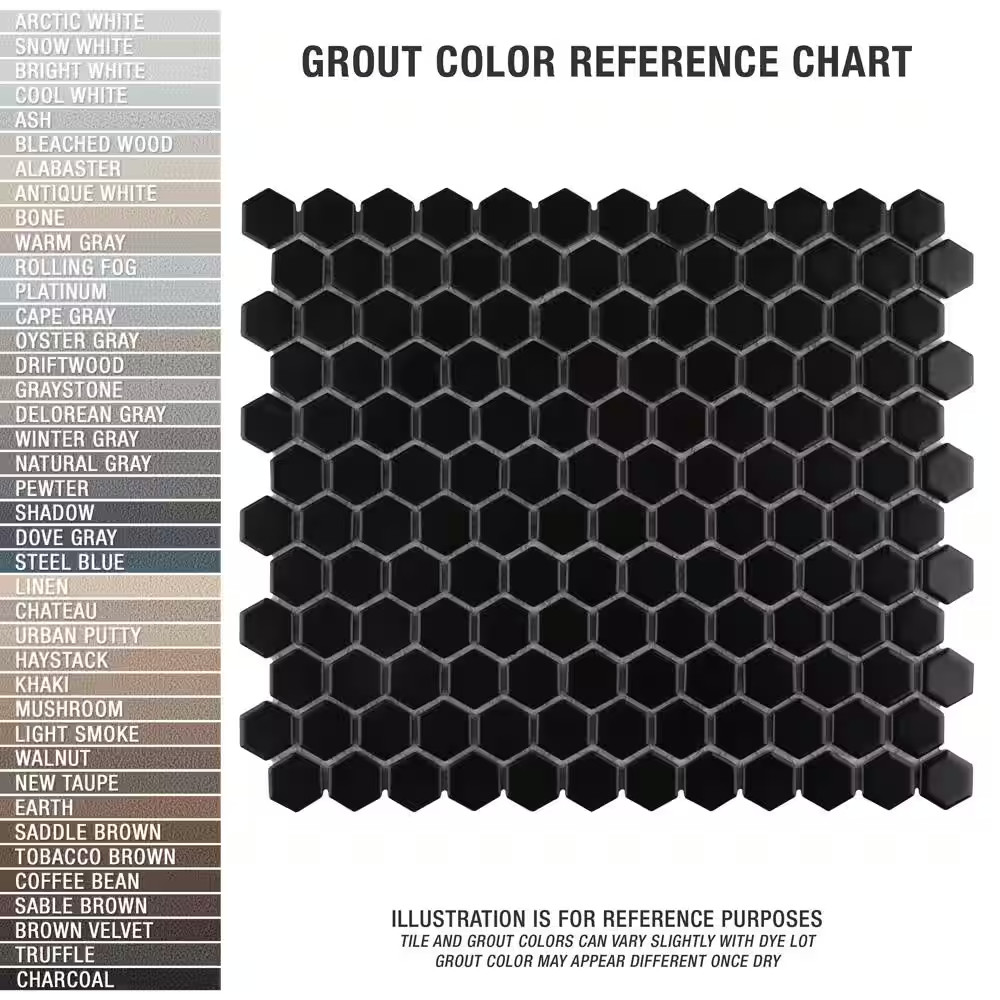 Metro 1 In. Hex Matte Black 10-1/4 In. X 11-7/8 In. Porcelain Mosaic Tile (8.6 S