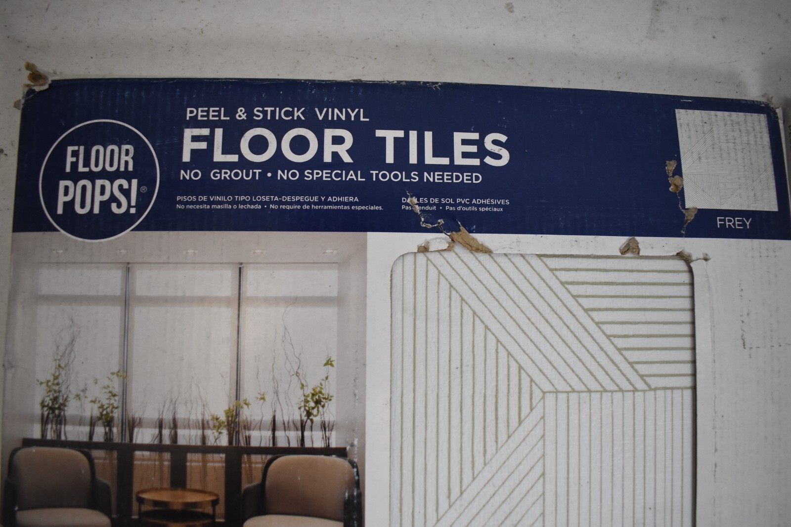Lot of 20 Tiles Floor Pops Neutral Grey Peel & Stick Floor Tiles 12″ x 12″