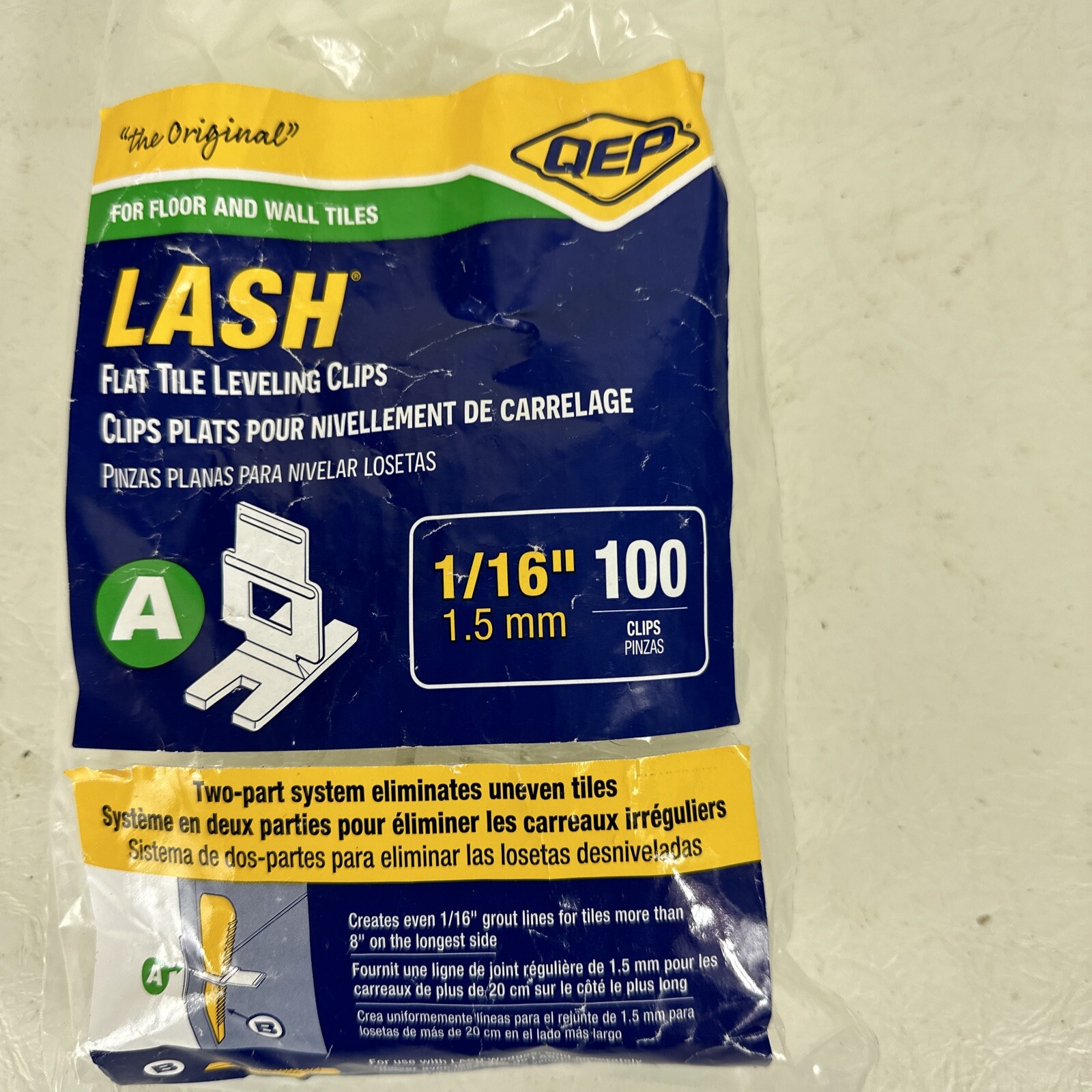 LASH Flat Floor and Wall Tile Leveling System, Clips Part A – Open package of 90