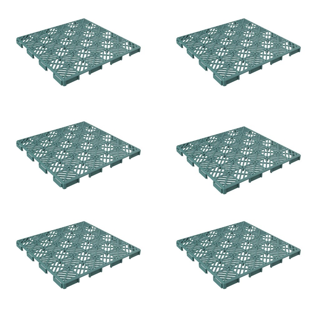 Set of 6 Deck Tiles for Patios, Decks, and Balconies (Green)