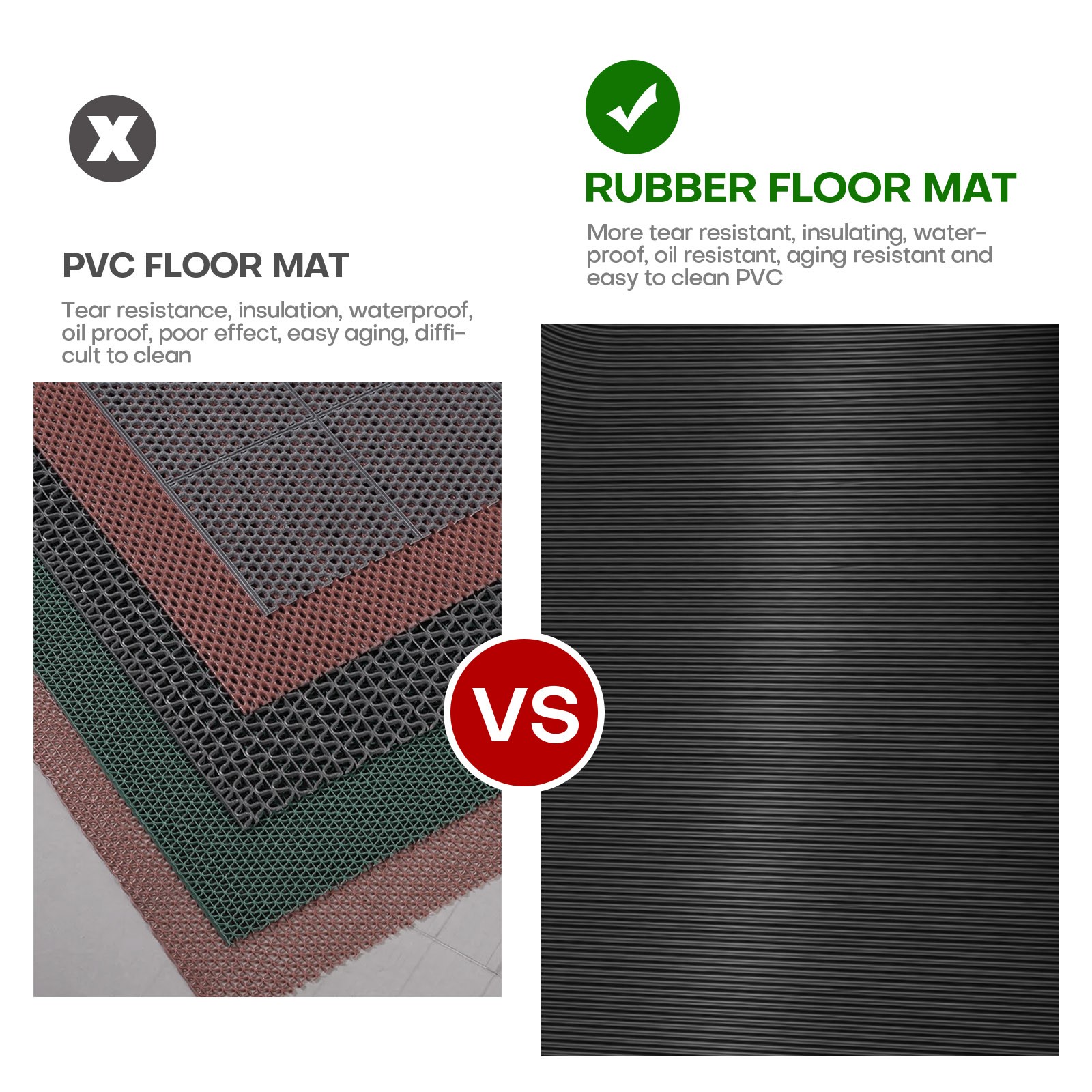 3mm Thick Rubber Flooring Roll Floor Covering Mat for Garage Workshop Home Gym
