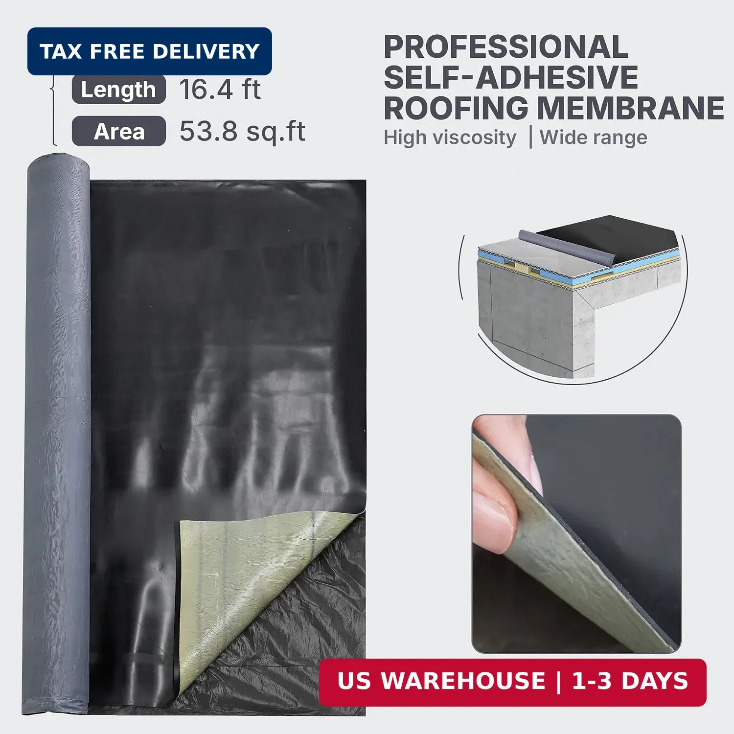 50 Mil EPDM Rubber Roofing Materials, Self-Adhesive Waterproofing Membrane for R