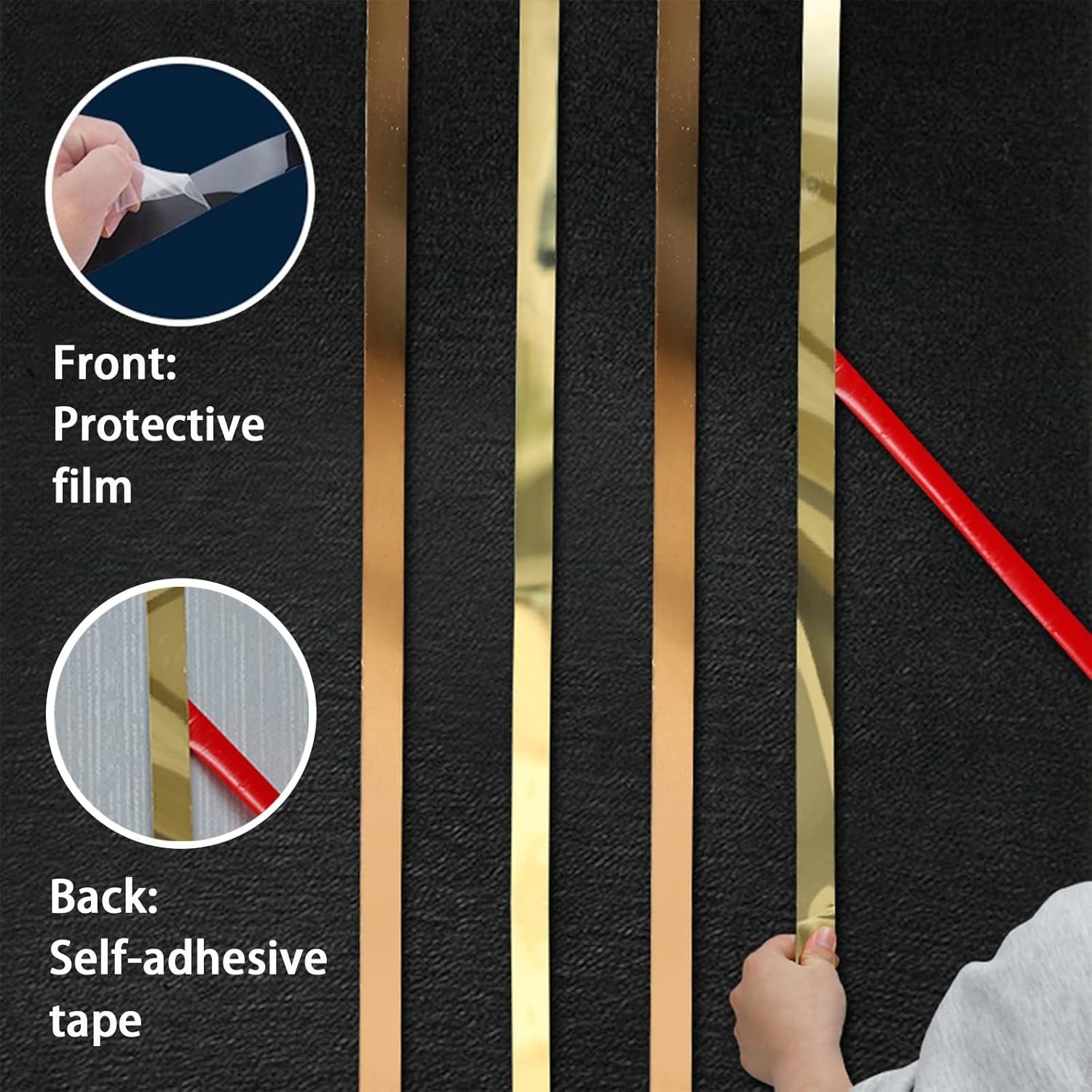 Wall Trim Fireplace Molding Silver Stainless Steel Peel & Stick 16.4 ft