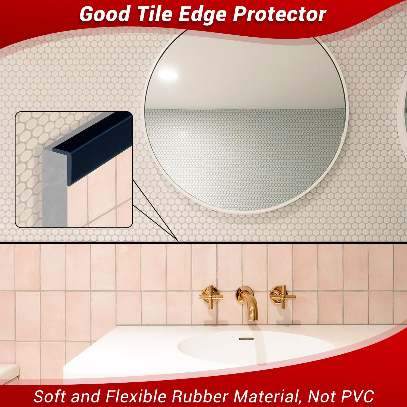 Rubber Edge Trim L-Shaped 90 Degree Peel & Stick Black 20Ft EPDM Material