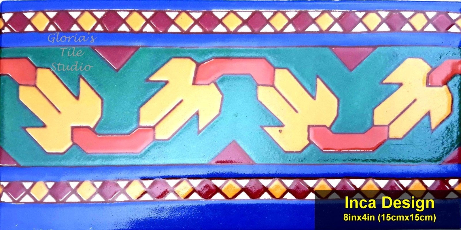 Decorative Border Tiles, High End Design, Hand Painted, One of a Kind (8inx4in)