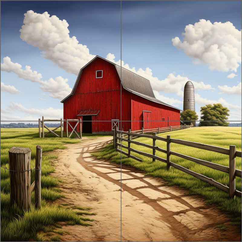 Red Barn Tile Backsplash Ray Powers Country Life Art Ceramic Mural OB-RPA561