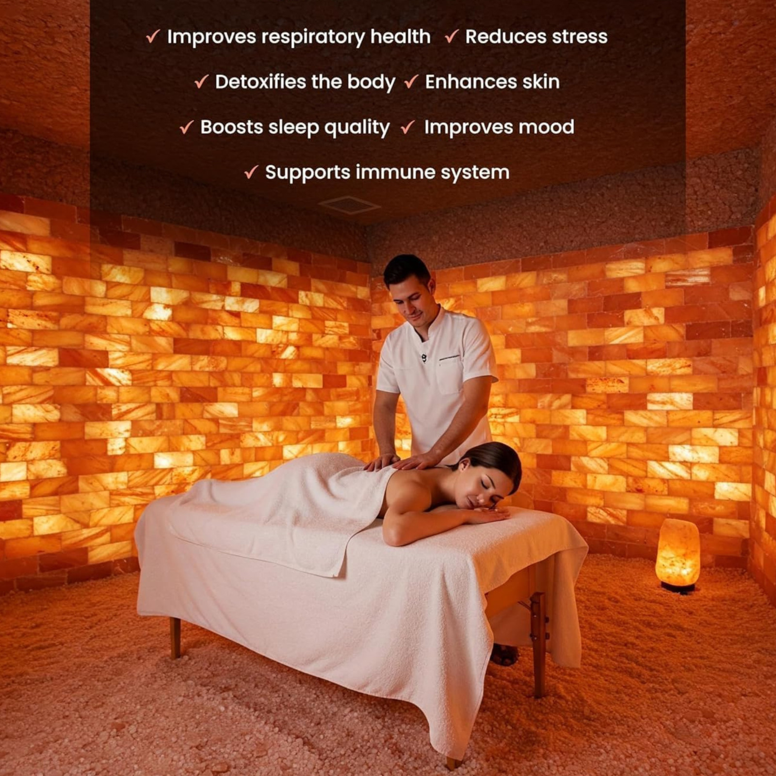 Himalayan Salt Tiles 8x4x1 for Sauna Wall – Pink, Multi-Pack + Free Salt Glue