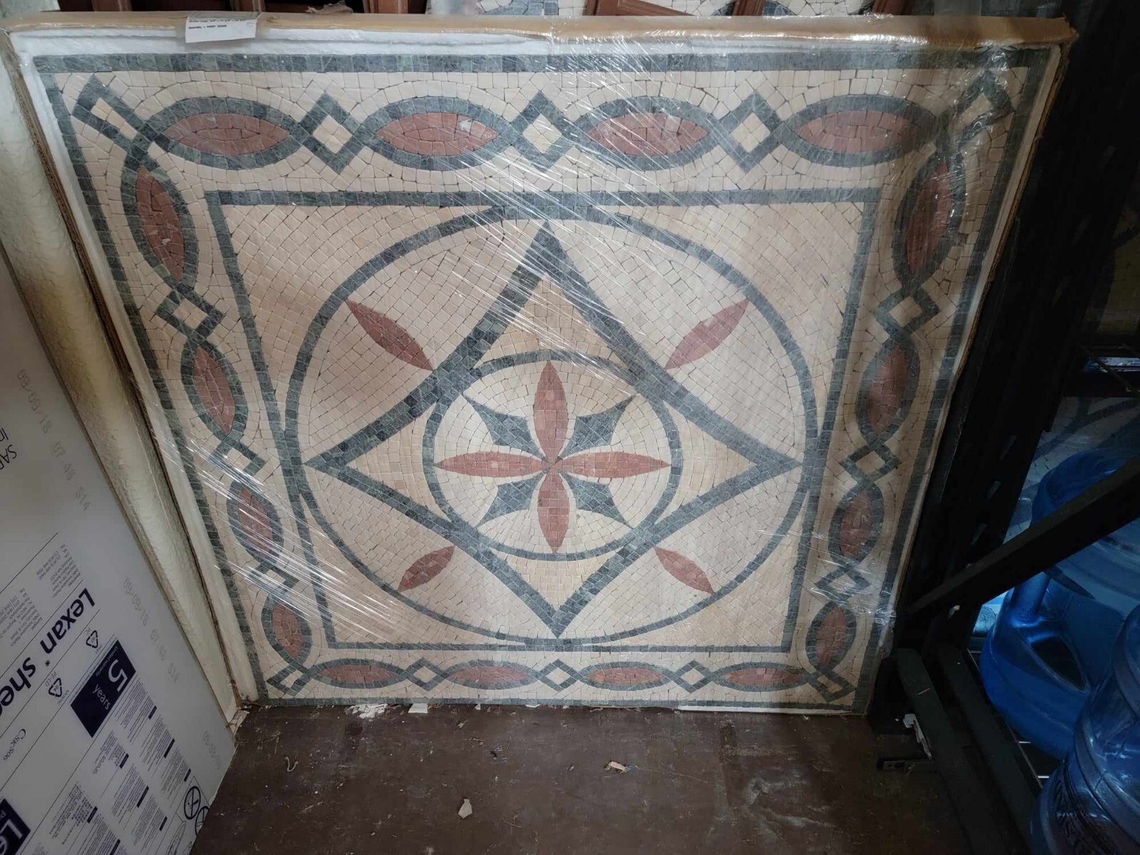 Mosaic travertine floor tile 39″ x 39″