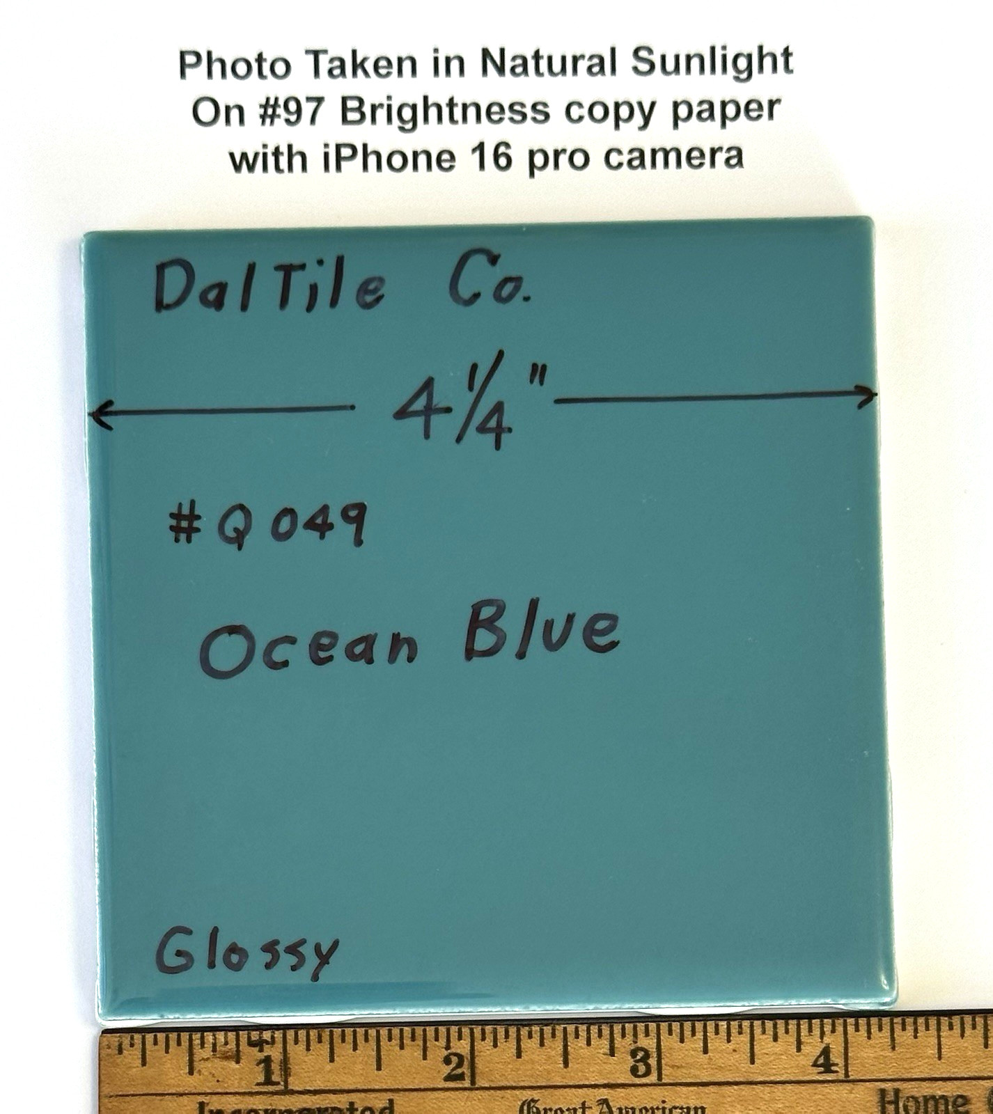 1 pc. Ocean Blue: Brilliant Gloss Ceramic Tile by Daltile…4-1/4″ Best Quality