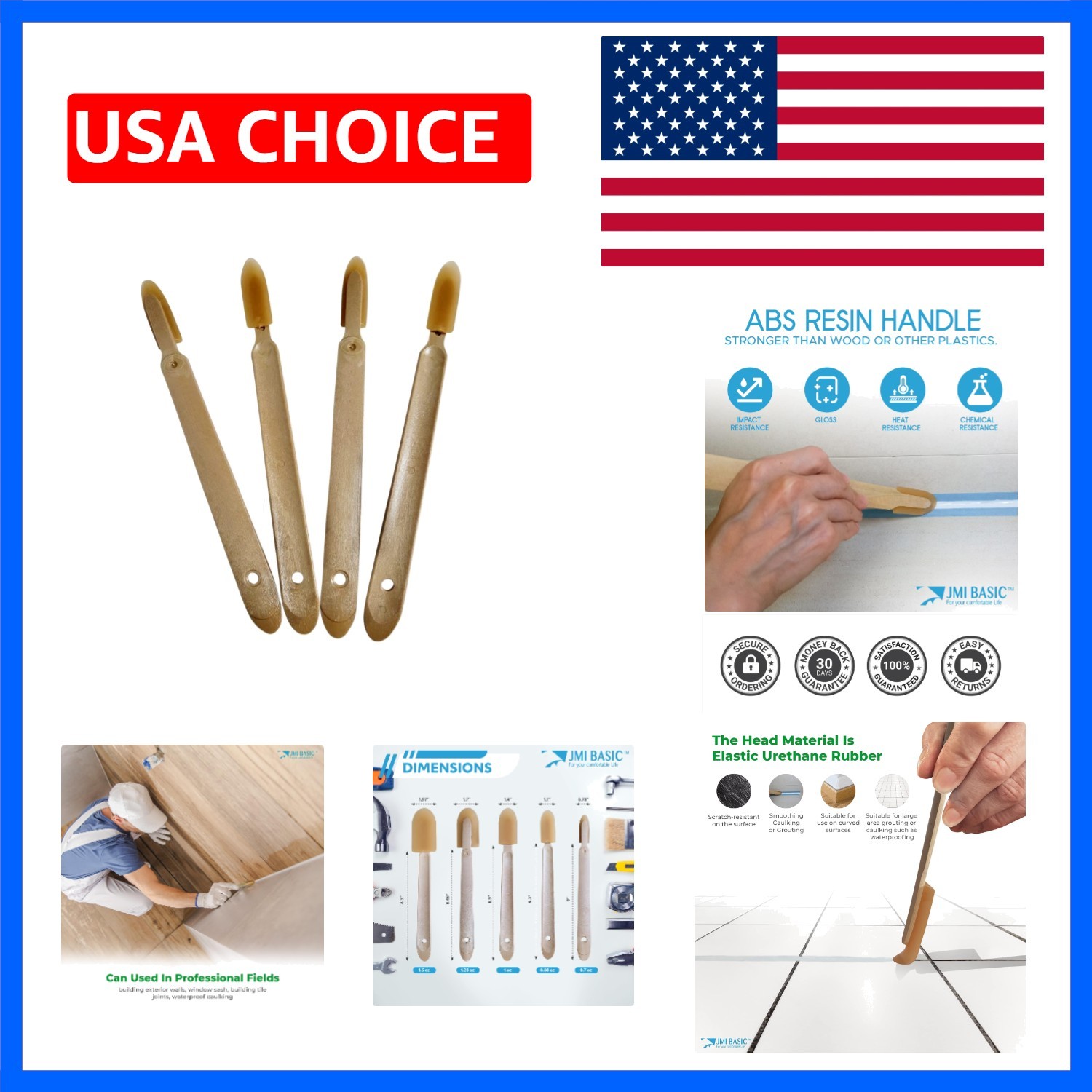 Grout Caulk Finishing Tool – Multi Size 4 Pieces Set – Smooth Grout Sealant S…