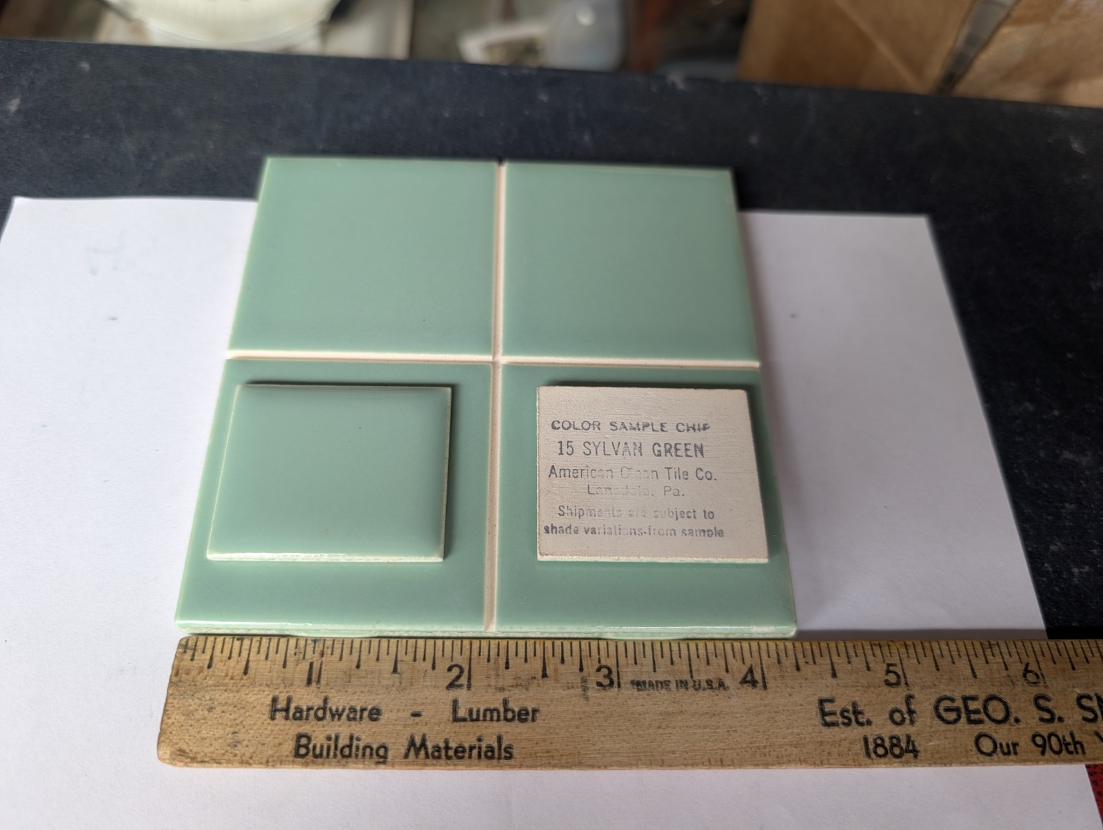 2 pieces 4 1/4″ Ceramic Tile #15 Sylvan Green New American Olean Tile SD-5