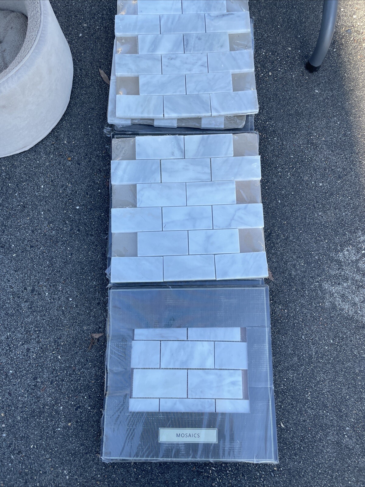 Lot of 5 12×12” Venatino Polished Marble Mosaics #291377 Extras from remodel