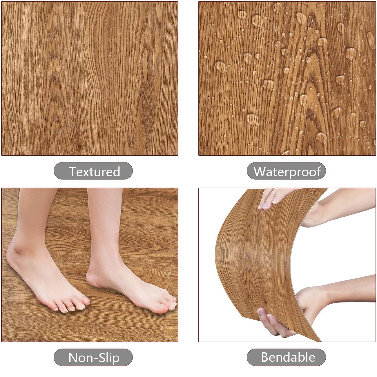 Self Adhesive Vinyl Flooring Peel and Stick Floor Tiles 12″x12″ Waterproof Sc…