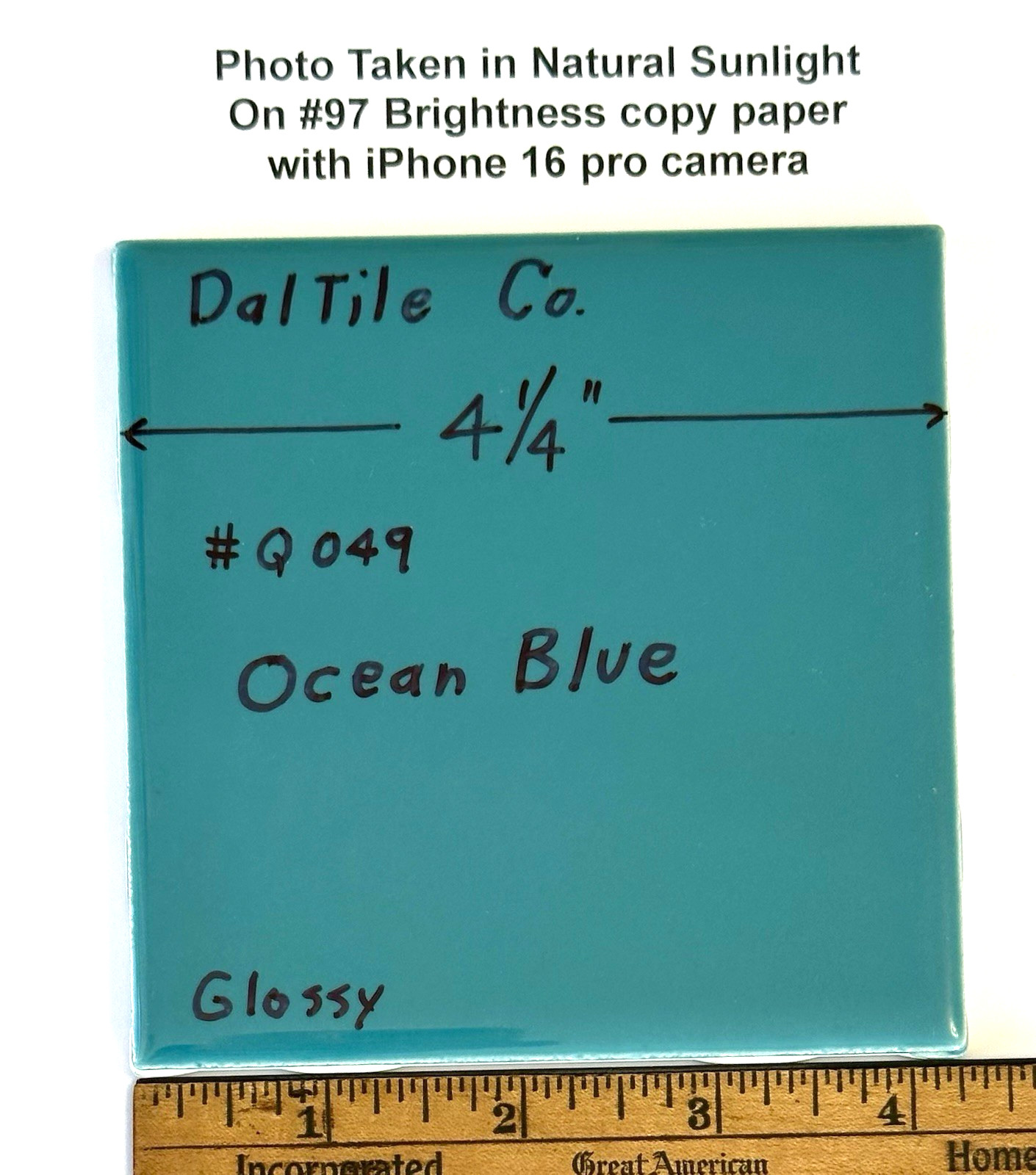 1 pc. Ocean Blue: Brilliant Gloss Ceramic Tile by Daltile…4-1/4″ Best Quality