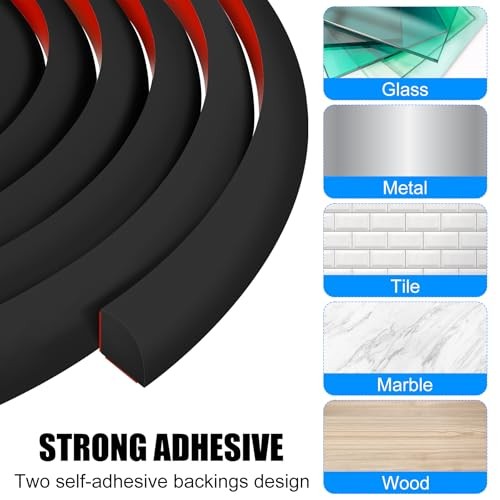 Flexible Quarter Round Molding 240 Inch Peel and Stick Rubber 240Inch Black
