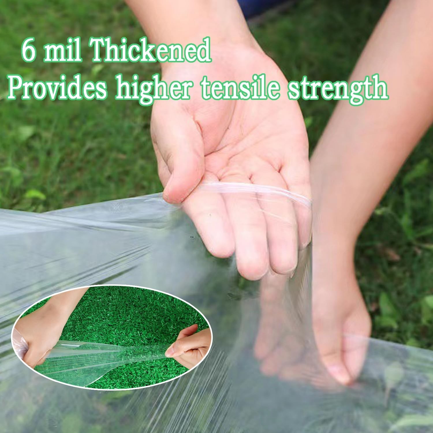 8FTx26FT Greenhouse Plastic Sheeting, 6 Mil Thick Clear Polyethylene Film, Wa…
