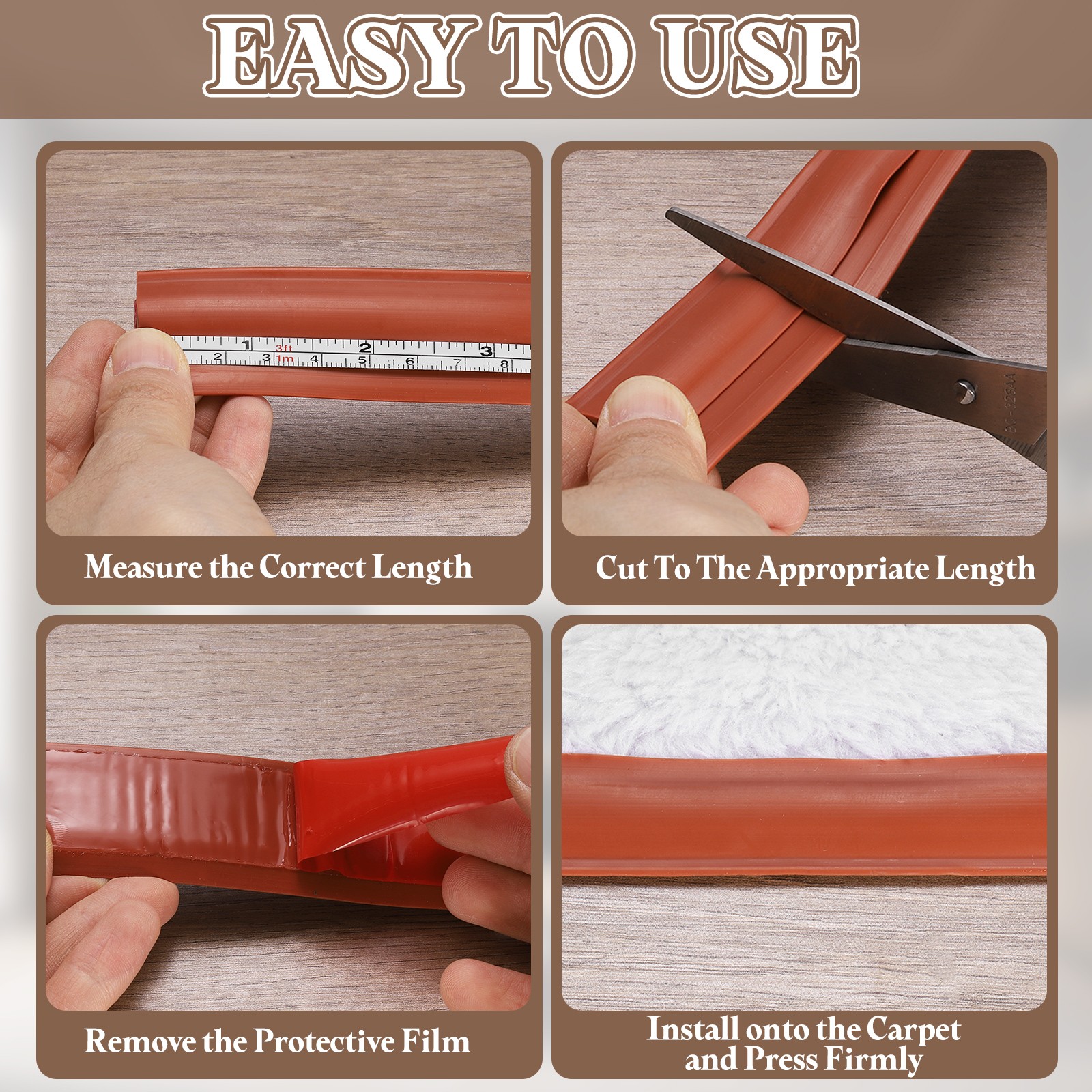 2pcs carpet edge strip x3.3cm x0.5cm, black TPE car cover