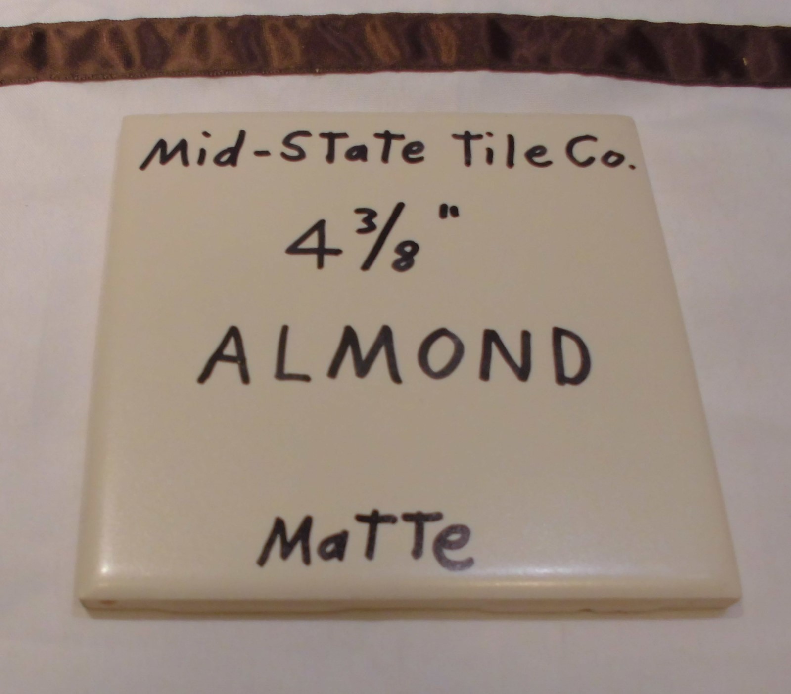 1 pc. Vintage Matte *Almond* Ceramic Tiles 4-3/8″ by Mid-State-Tile NOS