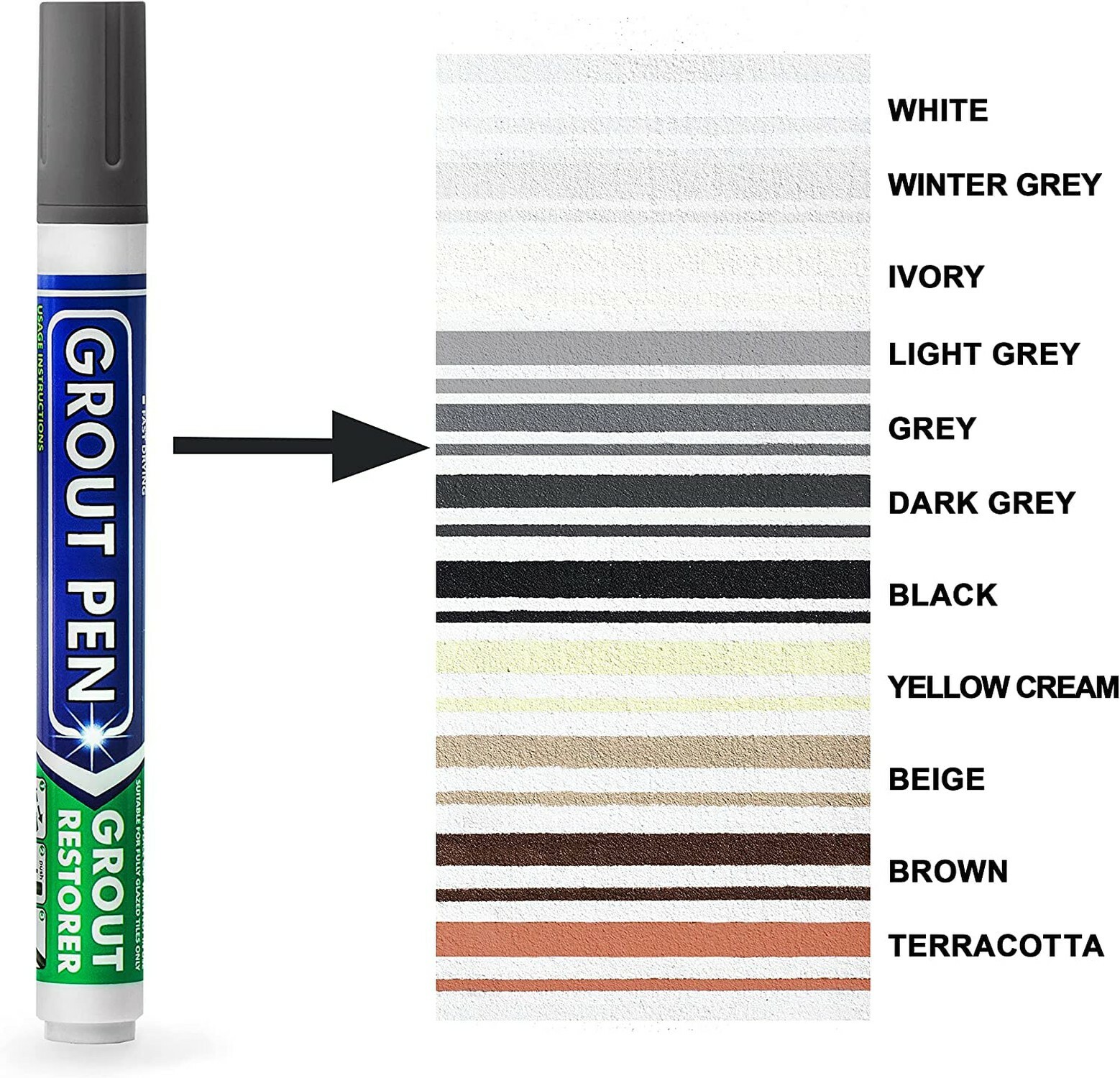 Grout Pen Grey Tile Paint Marker: Waterproof Tile Grout Colorant w/ Extra Tips