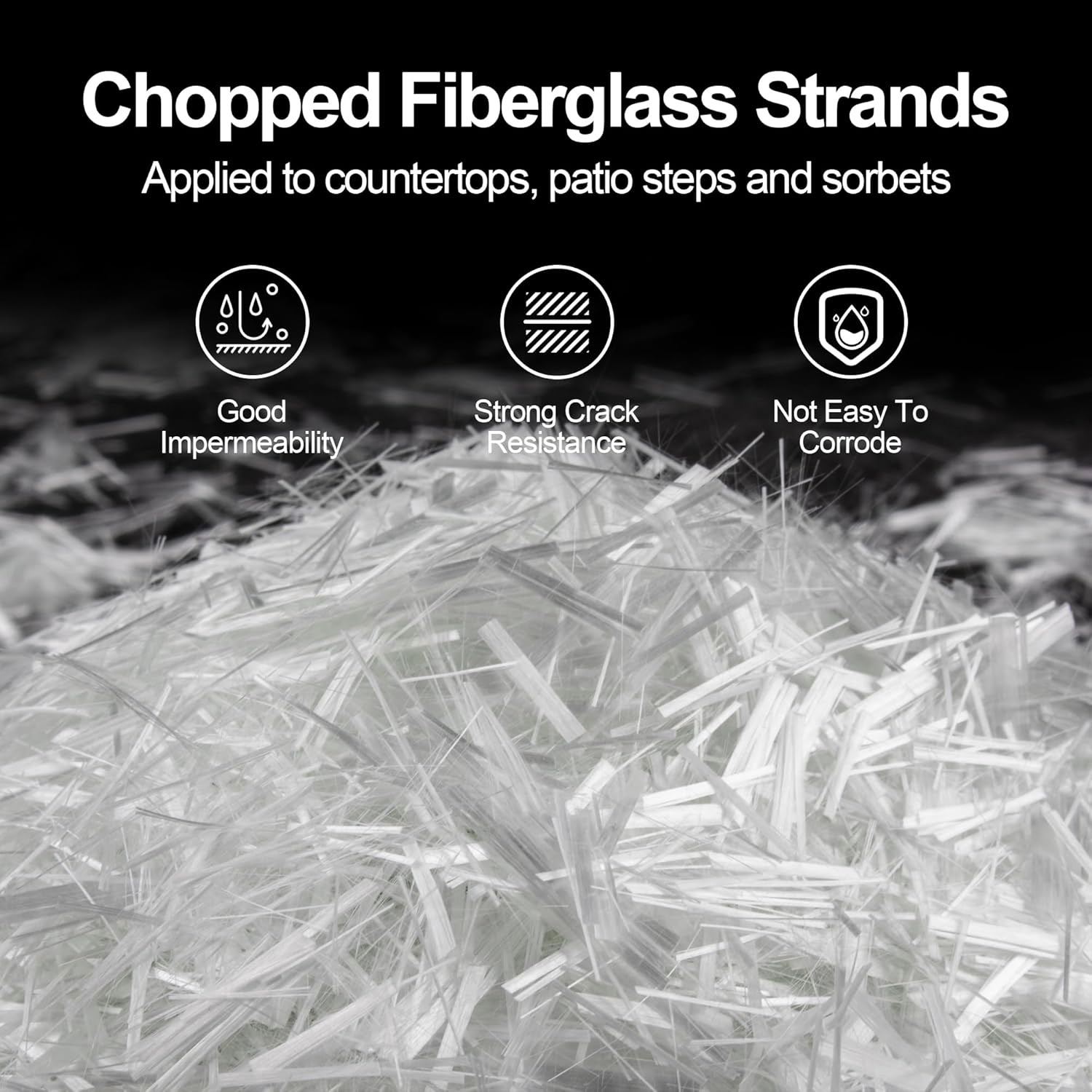 Fiberglass for Concrete, 3/4″ Length,2.5 Lb, AR-Glass Chopped 2.5LB, white