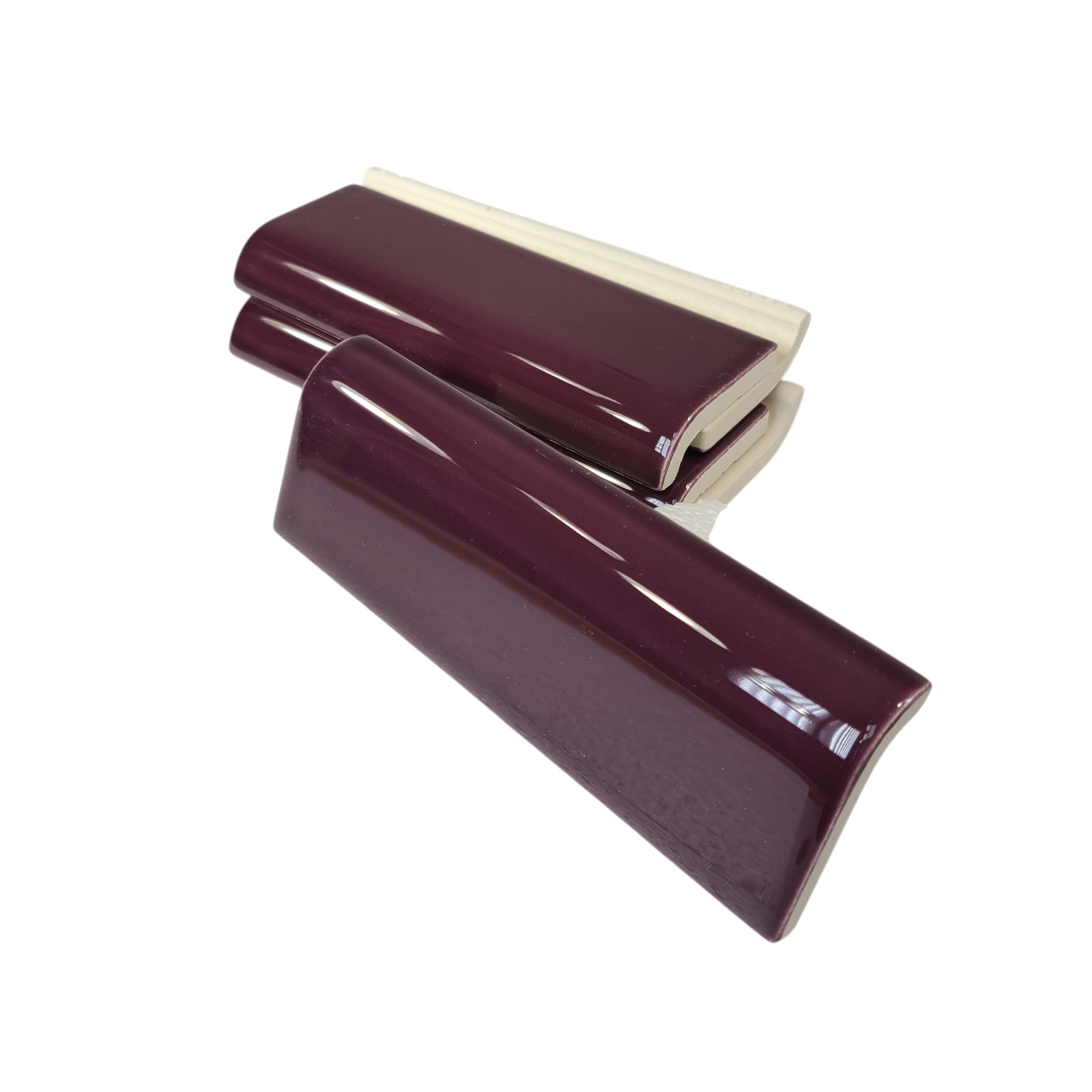 Purple Plum Ceramic Tile Mud Cap Bullnose Mudcap Subway Trim Shower Backsplash