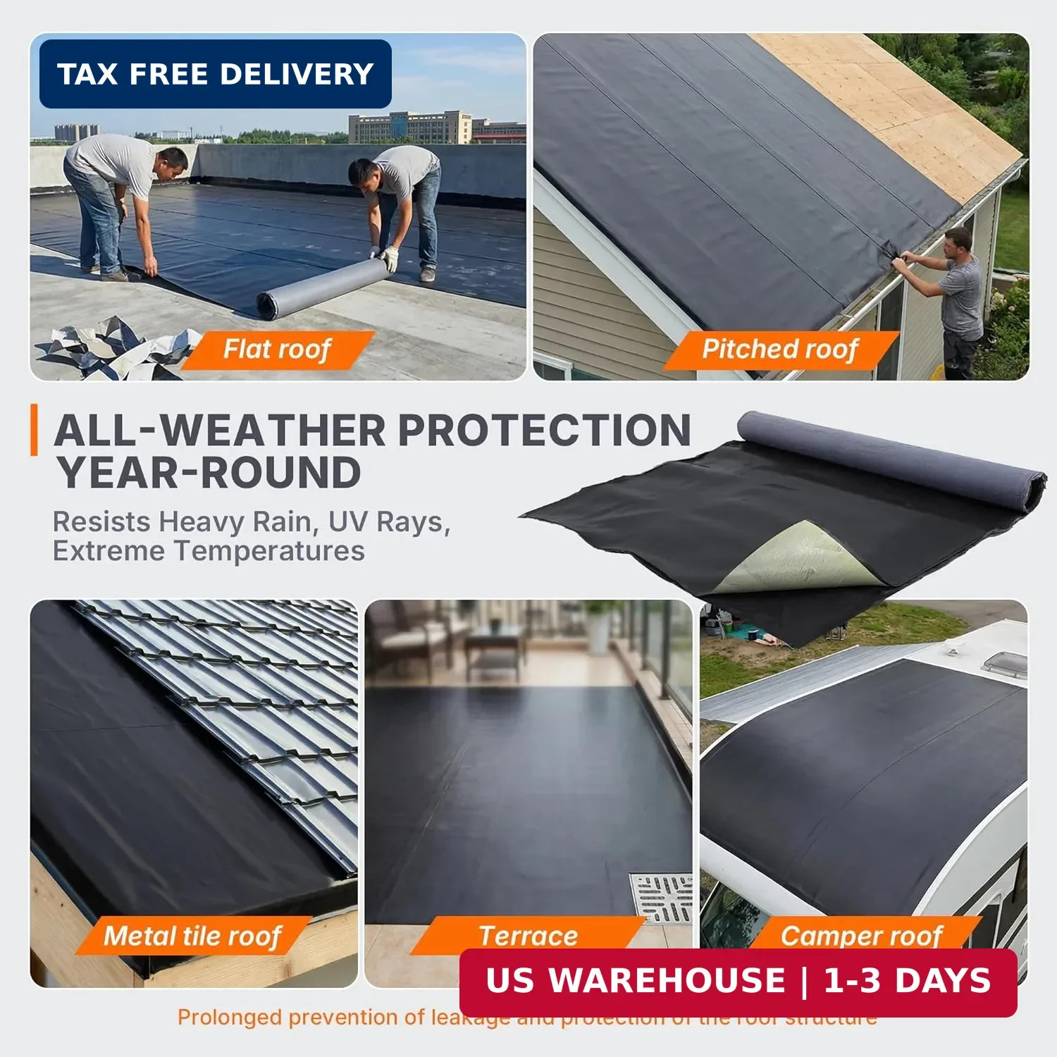 50 Mil EPDM Rubber Roofing Materials, Self-Adhesive Waterproofing Membrane for R