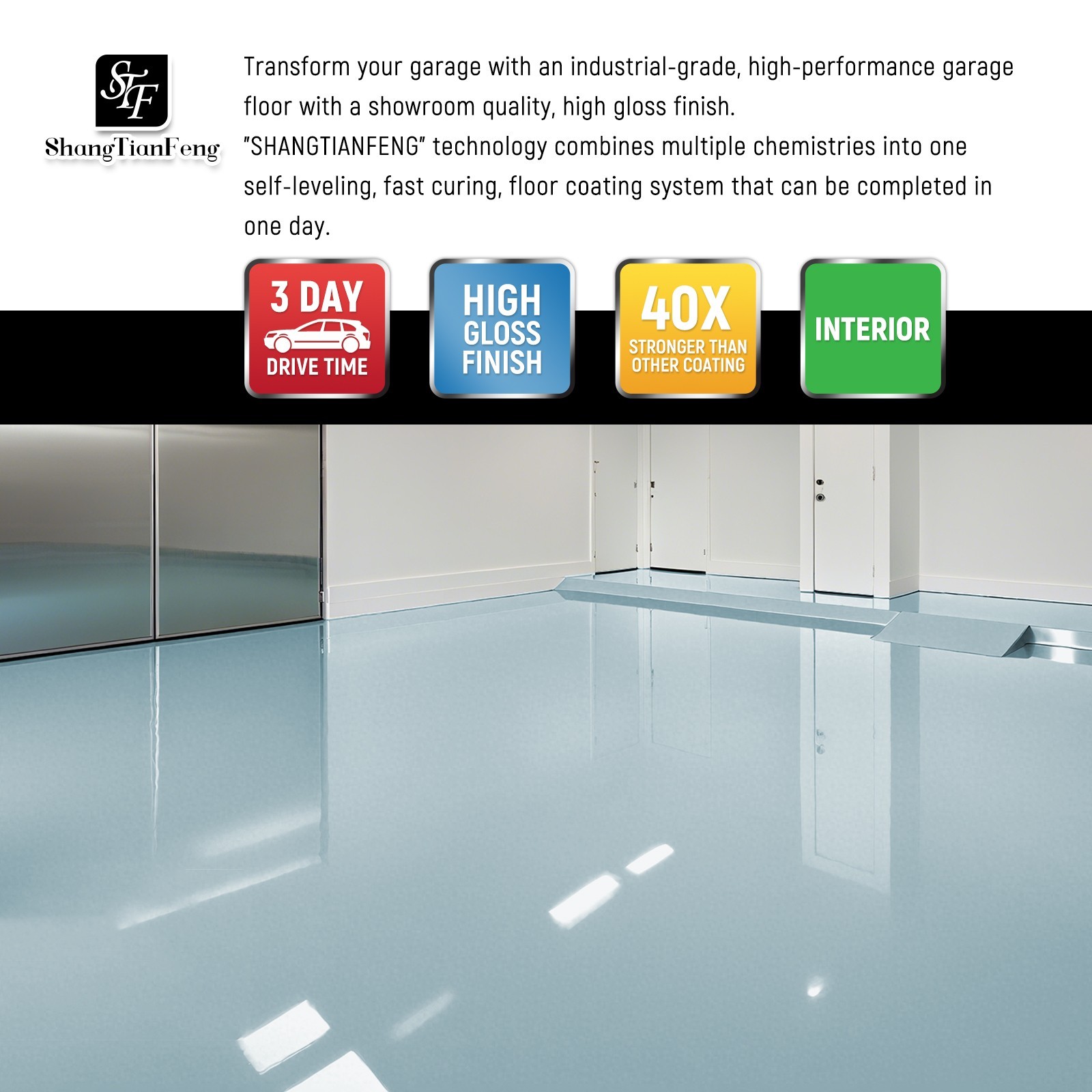 Epoxy Floor Paint Kit – Acrylic Concrete Coating for Garage Living Room 1 Gallon