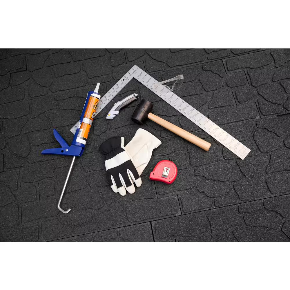24 In. X 12 In. X 5/8 In. Black Interlocking Dual-Sided Rubber Paver (9-Pack)