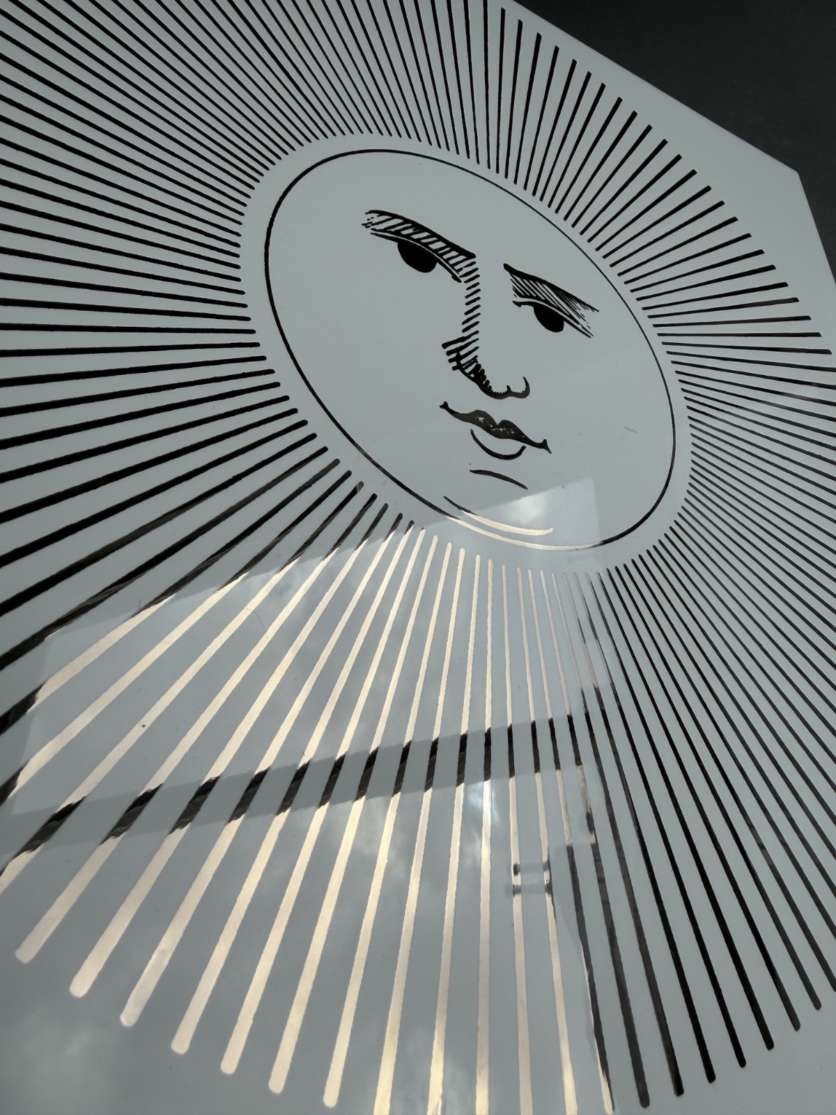 Fornasetti Ceramic 16″ Tiles (Pair) – Sol e Lune – Gold Leaf on White | NEW