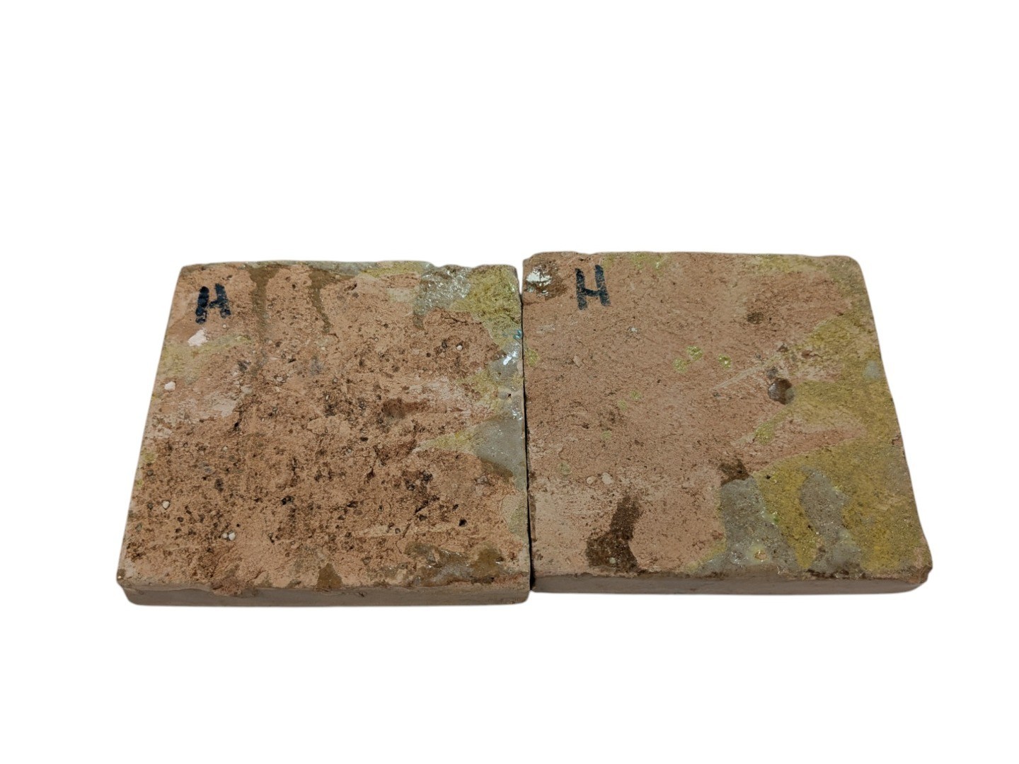 2x Moroccan Zellige Mosaic Tiles Pair Hamsa Design H 10cm/4 Inch