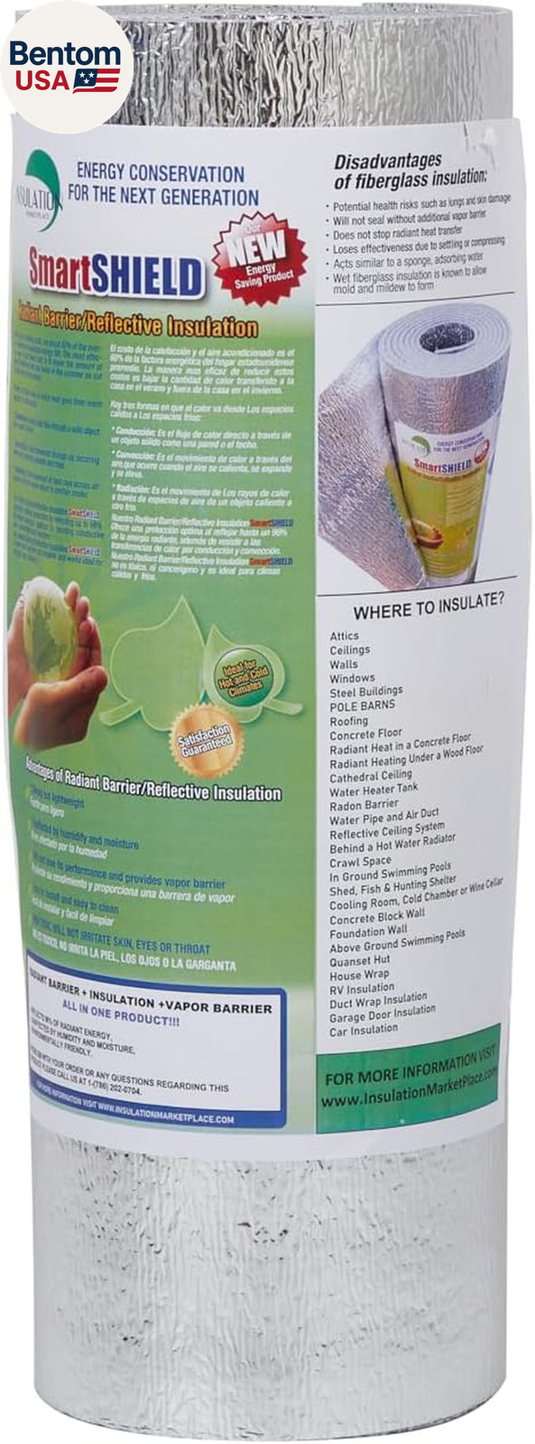 Smartshield -3Mm 24Inx10Ft Reflectiveinsulation Roll, Foam Core Radiant Barrier,