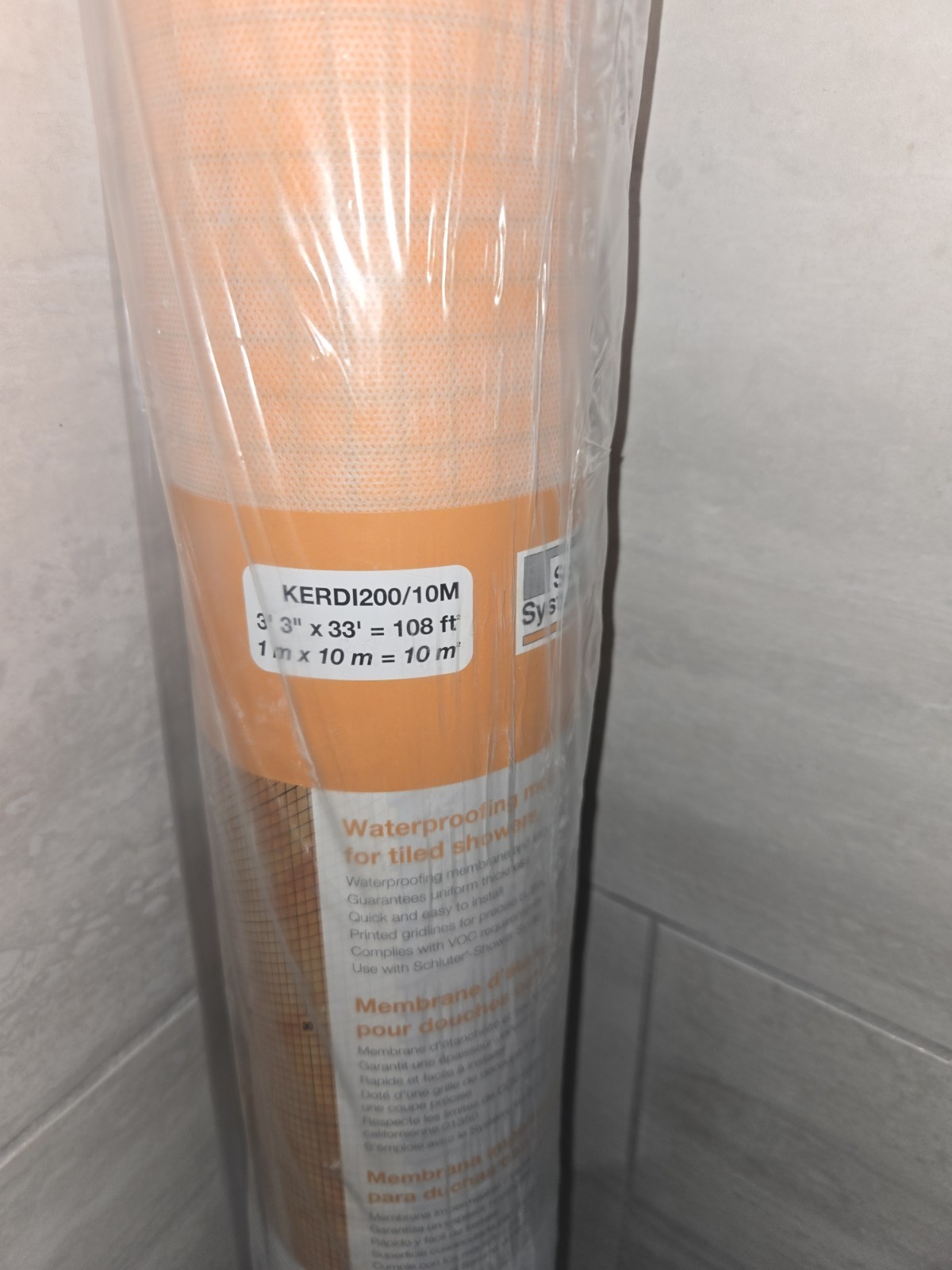 Schluter KERDI Waterproofing Membrane Roll KERDI200/10M 33in x 108ft Orange