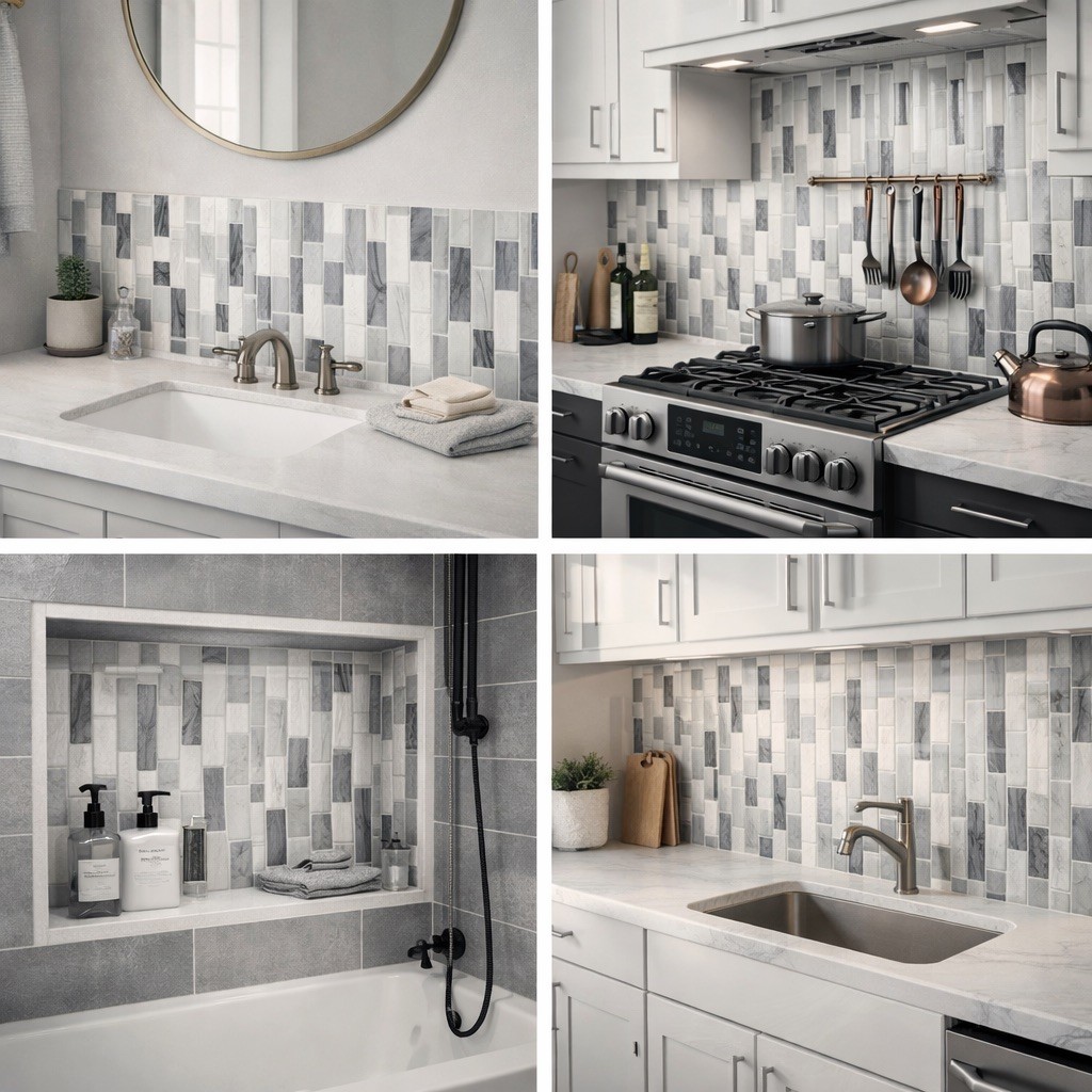 15Pck 10×10 Peel and Stick Backsplash Kitchen Bathroom Mosaic Tiles Wall Decor