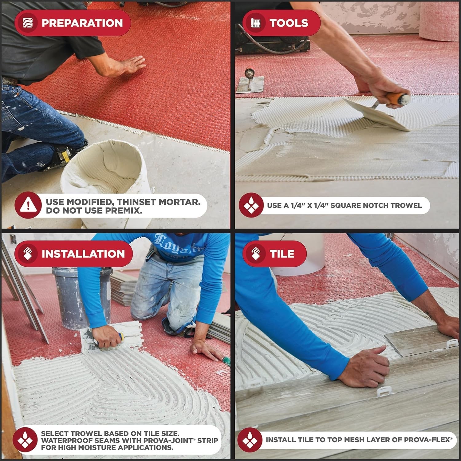 MD TT8004RED82R Prova Flex Uncoupling Underlayment Membrane Roll 82′ (269 Sq Ft)