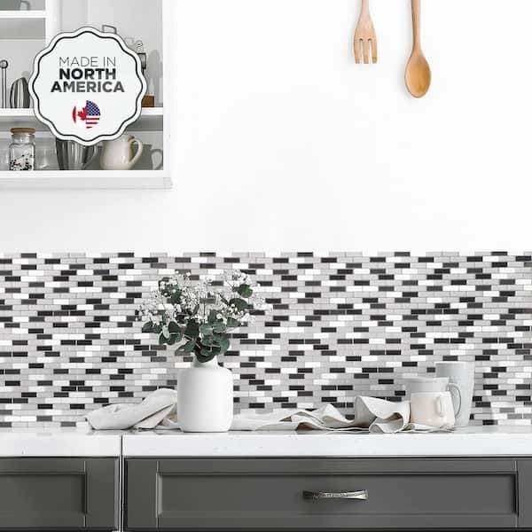 smart tiles Murano Metallik Gray Vinyl Peel and Stick Tile (2.38 sq.ft/ 4-pack)
