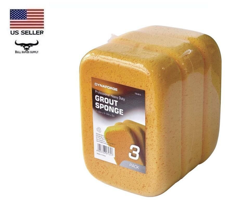 3 Pack Tile Grout Sponge 7-1/2″ x 5-1/4″ x 2″ Professional Heavy Duty